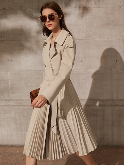 Solid Pleated Trench Coat